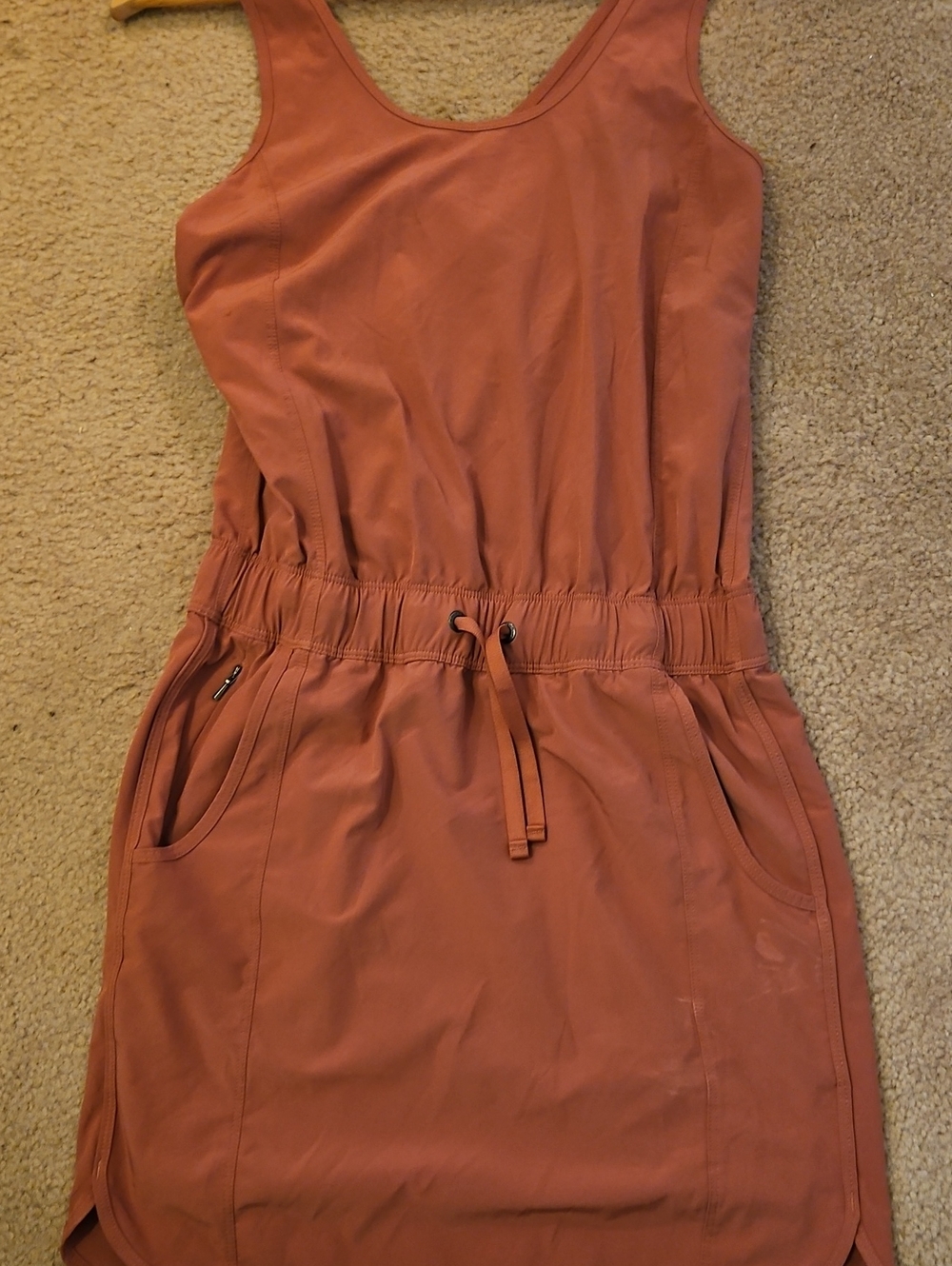Patagonia Rust Tank-Style Drawstring Waist Mini Dress